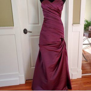 Bill Levkoff strapless full length sweetheart neckline Satin Bridesmaid …
